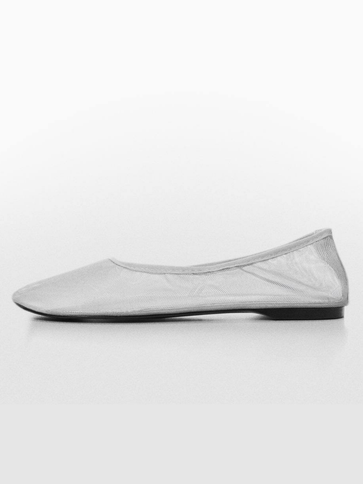 Silver Semi-Transparent Mesh Flats Elastic Ballerinas