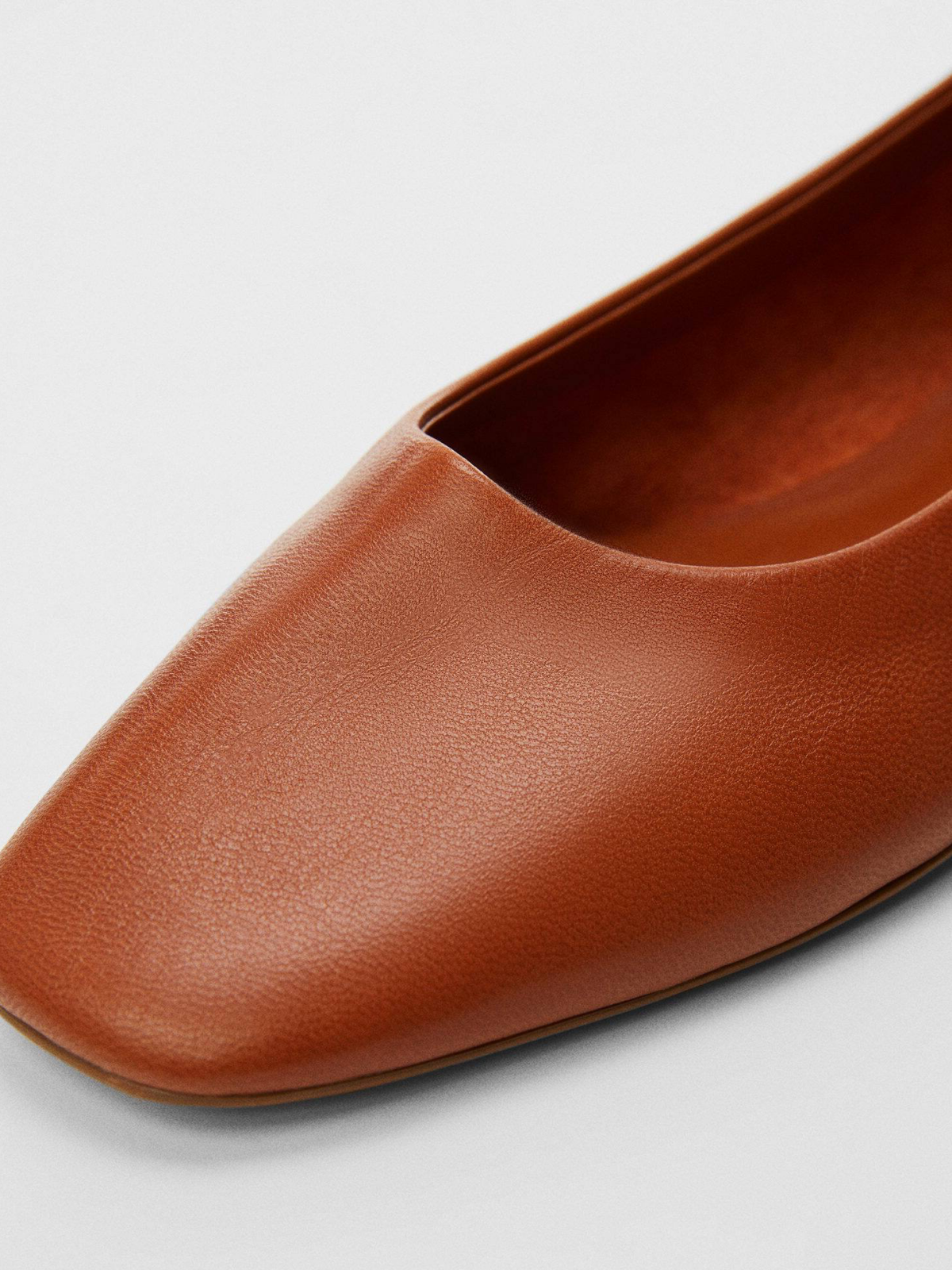 Tawny Vegan Leather Ballet Flats With Square Toe