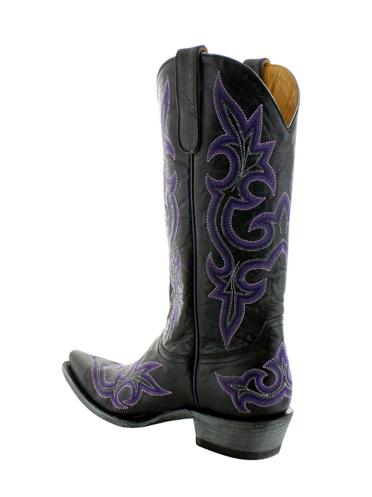 Black Embroidery Tall Wide Mid Calf Cowgirl Boots For Women