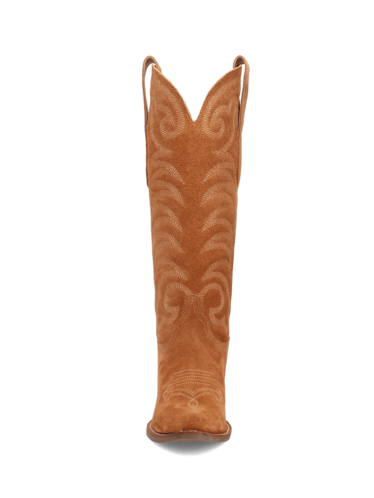 Snip-Toe Faux Suede Classic Embroidery Wide Mid Calf Cowgirl Boots - Camel