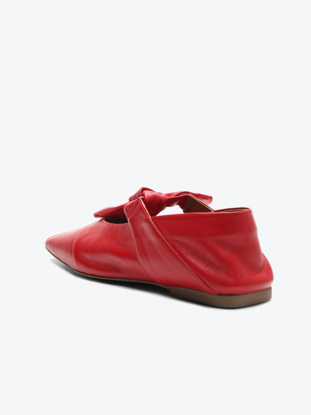 Red Vegan Leather Square Toe Knot Bow Mary Jane Tied Flats Slippers