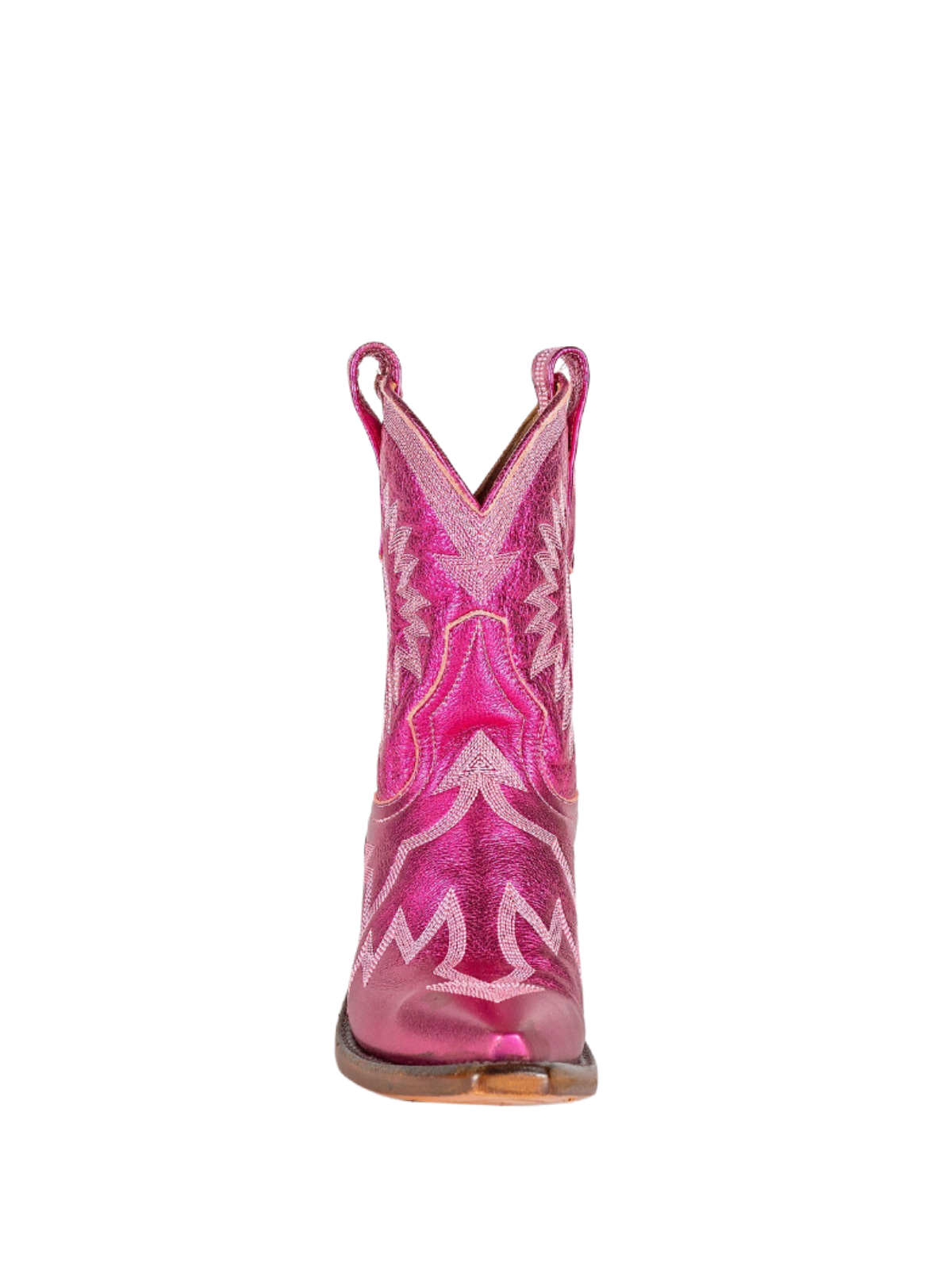 Metallic Embroidery Snip-Toe Wide Mid Calf Cowgirl Boots - Hot Pink