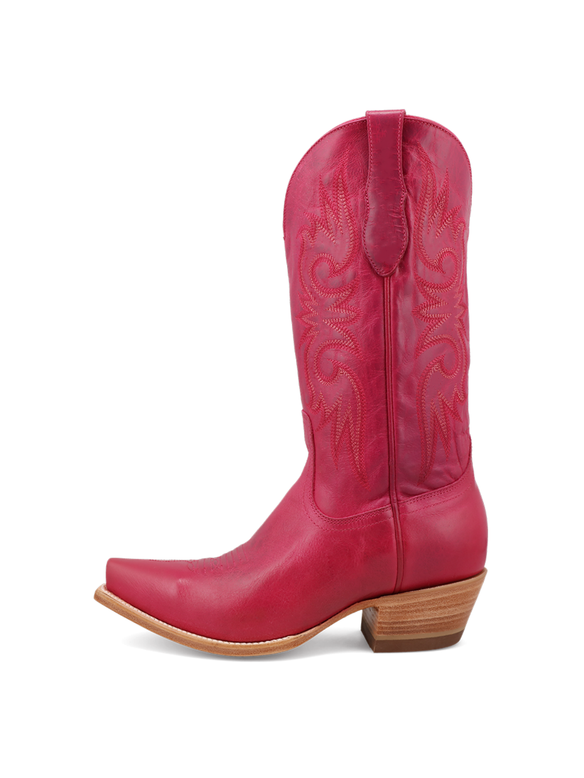 Fuchsia Embroidery Snip-Toe Western Tall Boots Wide Mid Calf Cowgirl Boots