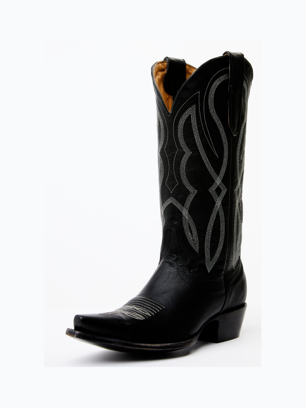 Black Embroidery Snip-Toe Wide Mid Calf Cowgirl Tall Boots