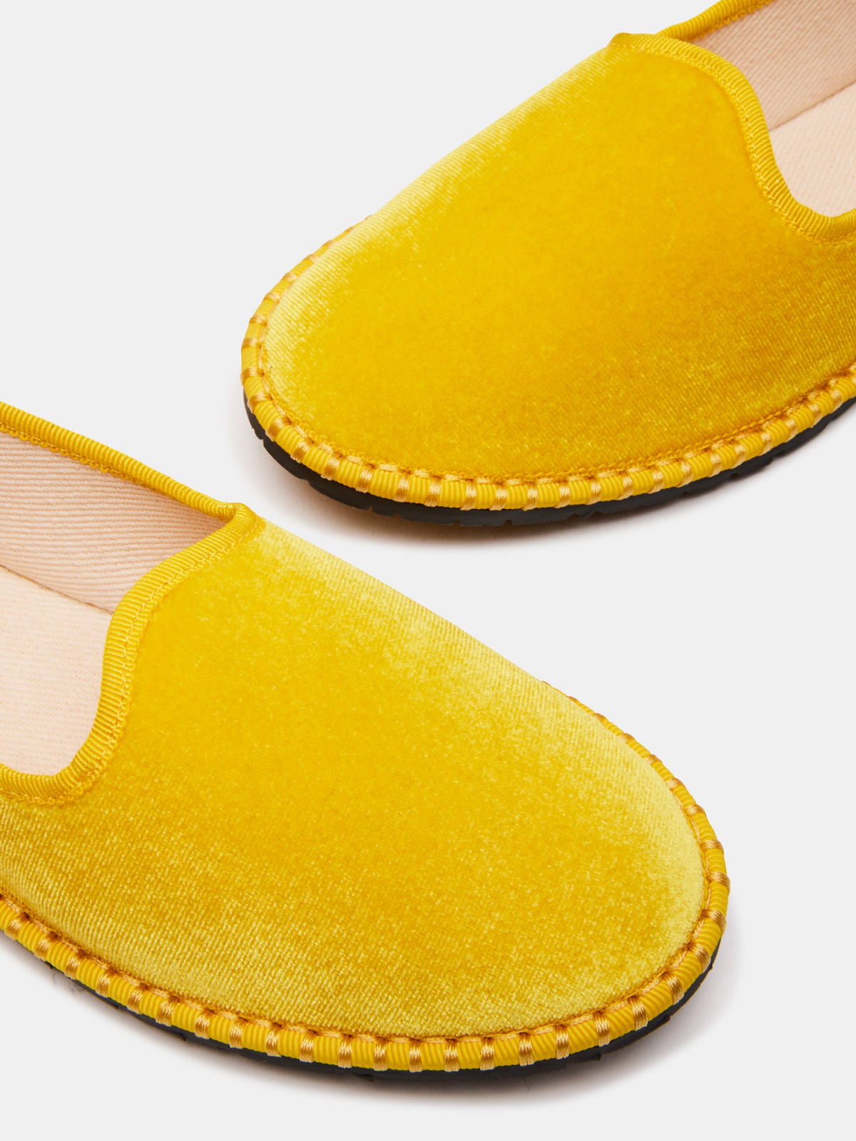 Velvet Round-Toe Slip-On Soft Loafer Flats - Yellow