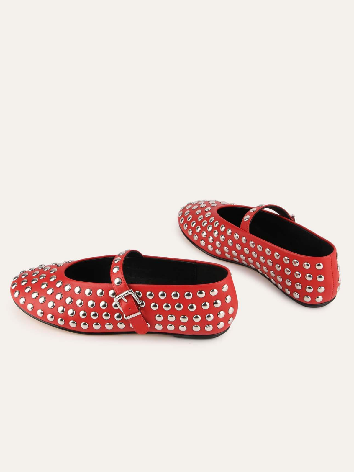 Women‘s Stud Casual Ballet Flats Mary Janes In Red