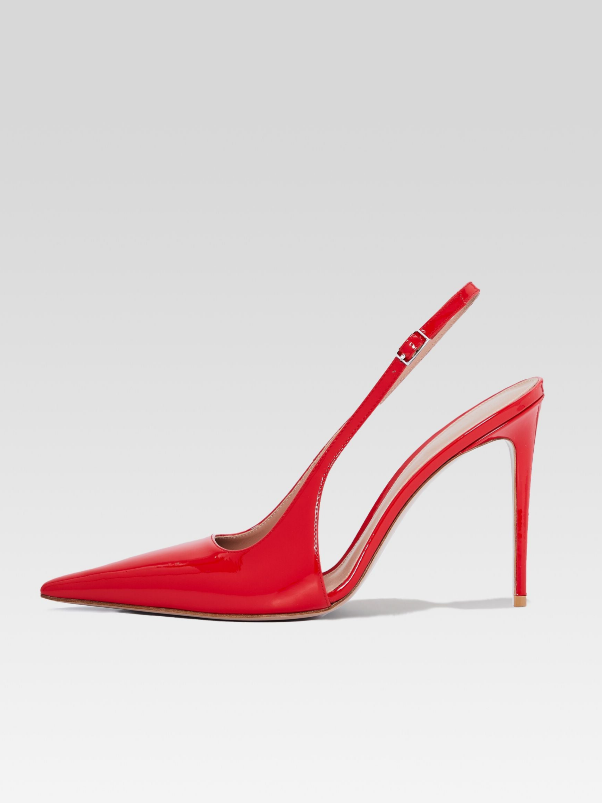 Patent Red Pointed-Toe Slingback High Heels