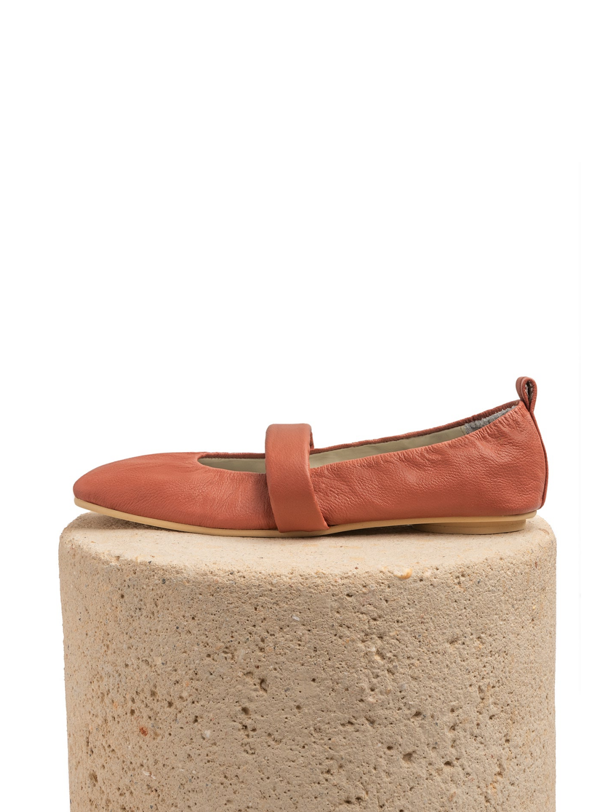 Terracotta Square Toe Ballet Flats Mary Janes For Women