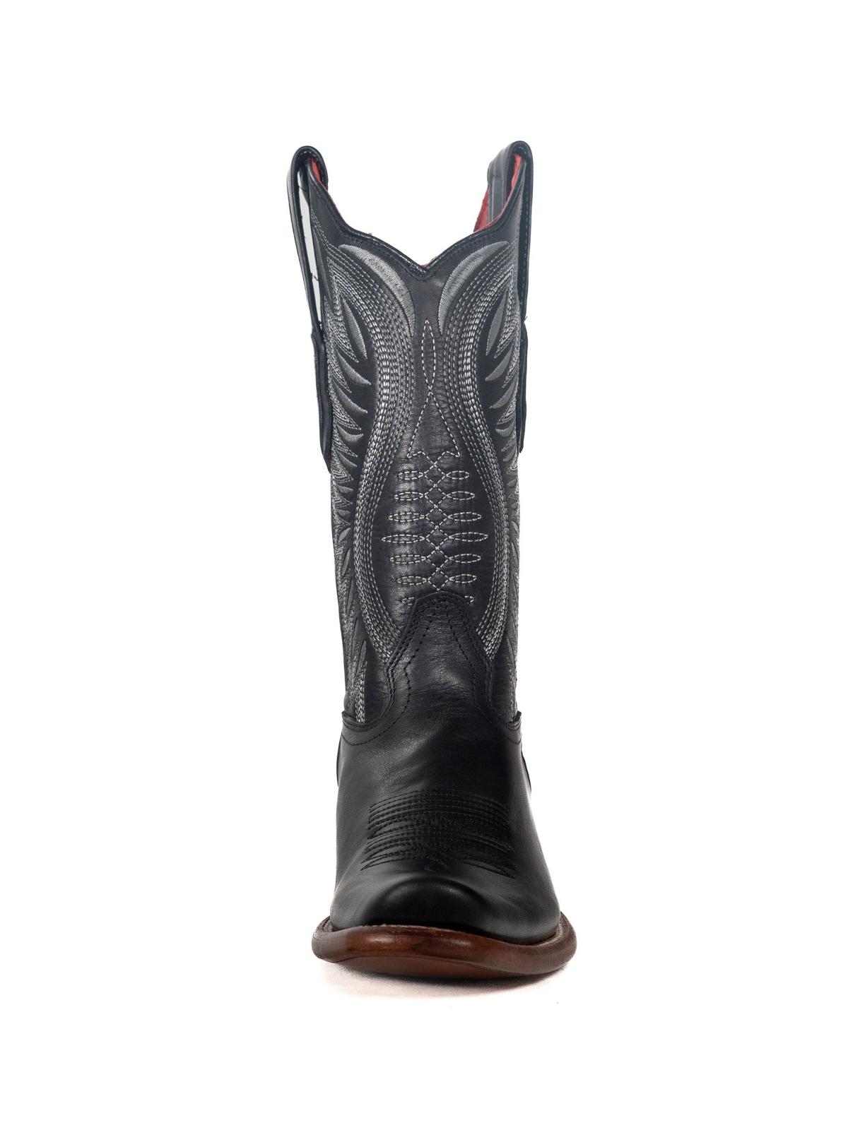 Black Square-Toe Embroidery Wide Mid Calf Cowgirl Boots