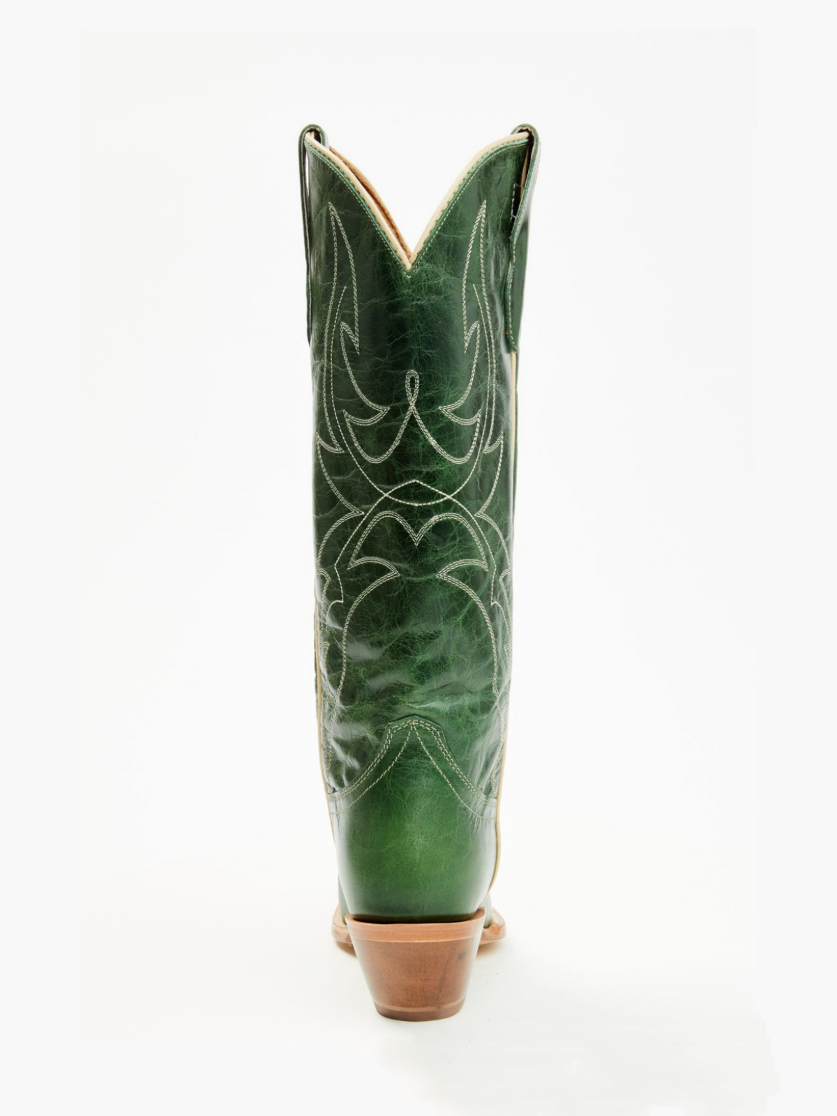 Distressed Green Snip-Toe Embroidery Wide Calf Knee High Cowgirl Boots