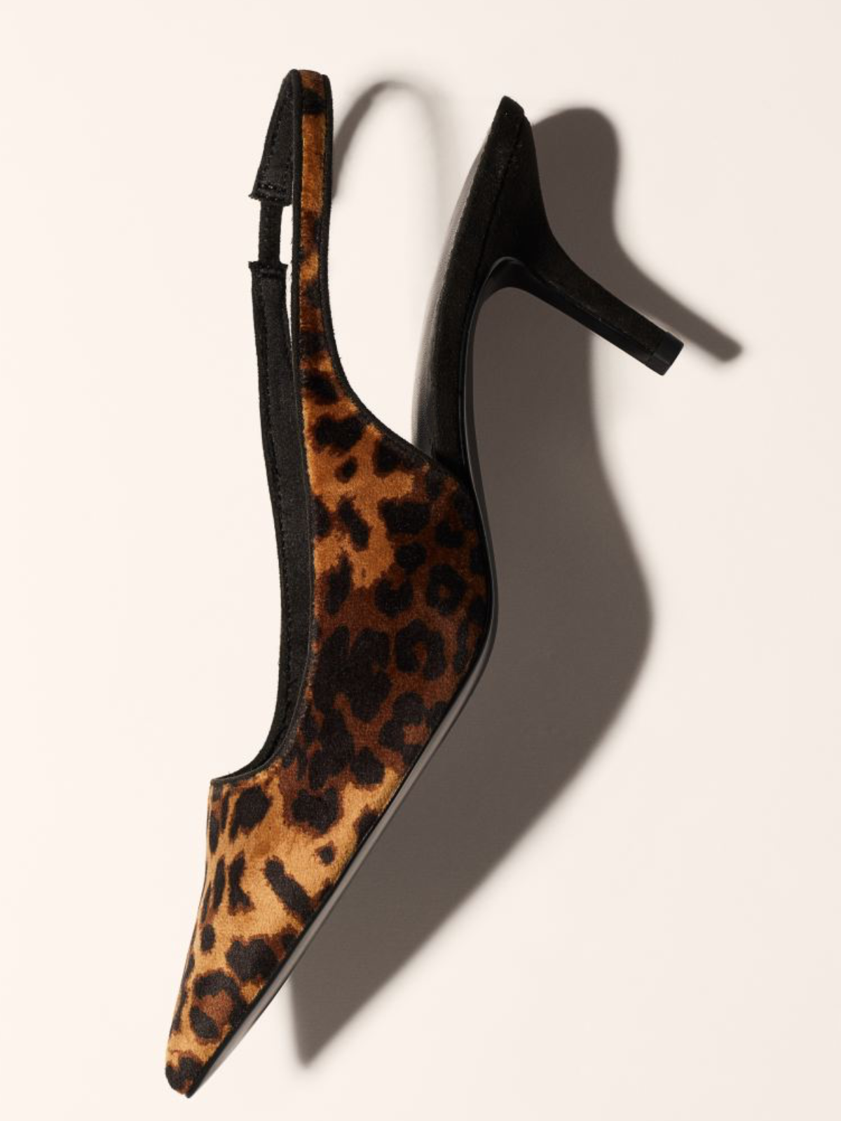 Leopard Pattern Pointy Kitten Heels Pumps Slingbacks