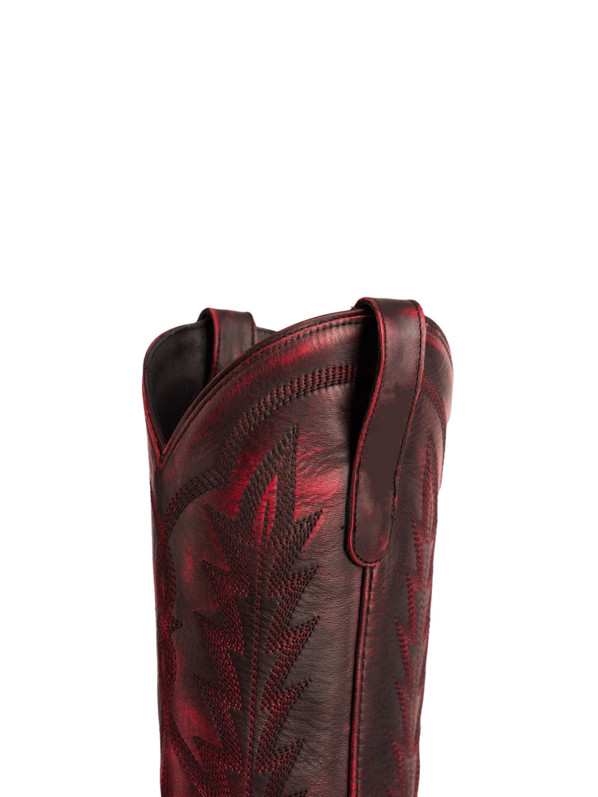 Western Snip-Toe Classic Embroidery Wide Mid Calf Cowgirl Boots - Dark Red