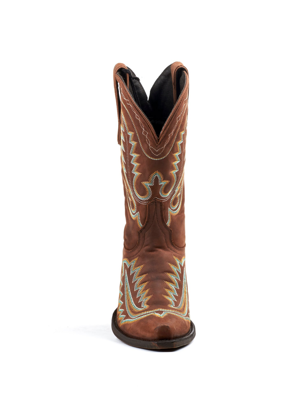 Brown Classic Snip-Toe Embroidery Wide Mid Calf Cowgirl Boots