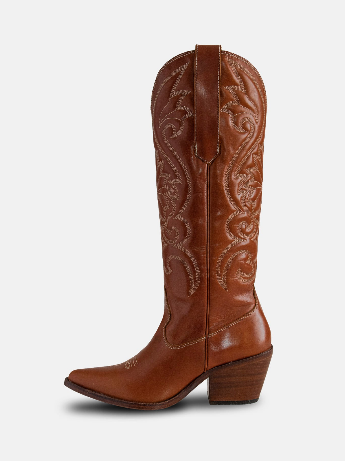 Fancy Embroidery Snip-Toe Wide Mid Calf Cowgirl Boots - Camel