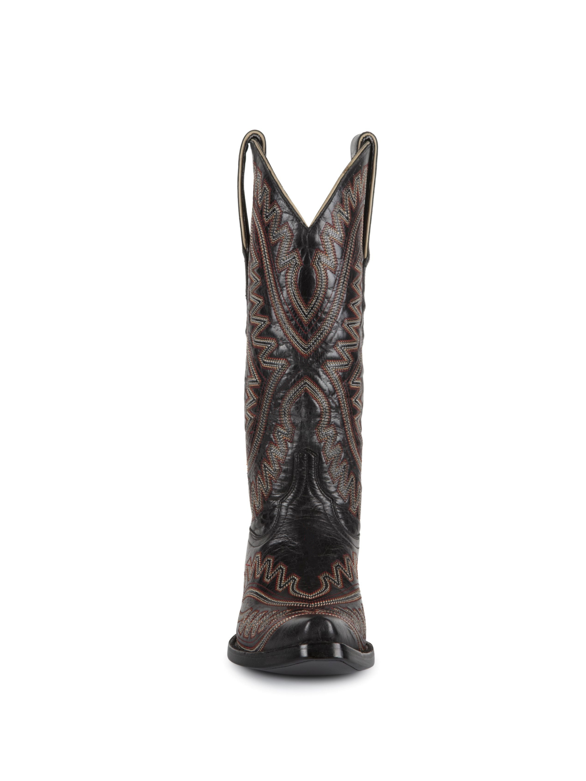 Black Snip-Toe Embroidery Wide Mid Calf Cowgirl Tall Boots