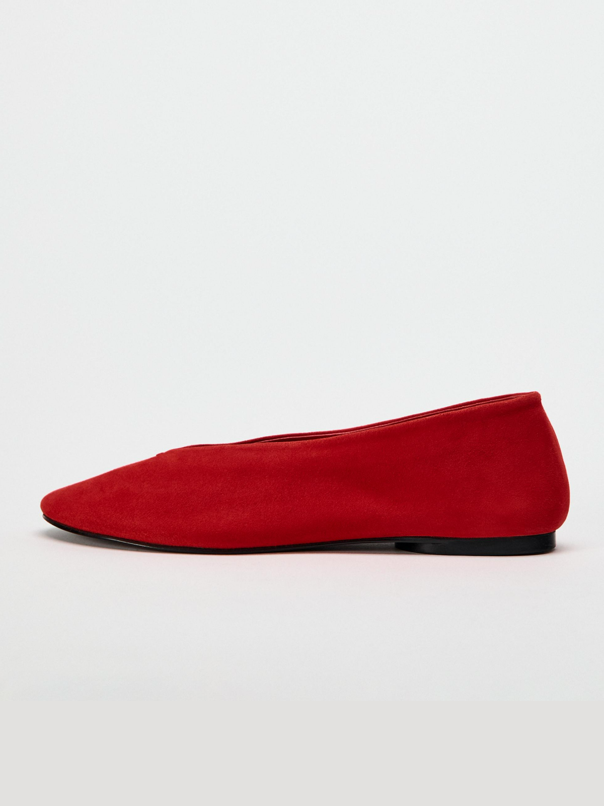 Red Faux Suede Round-Toe Ballet Flats