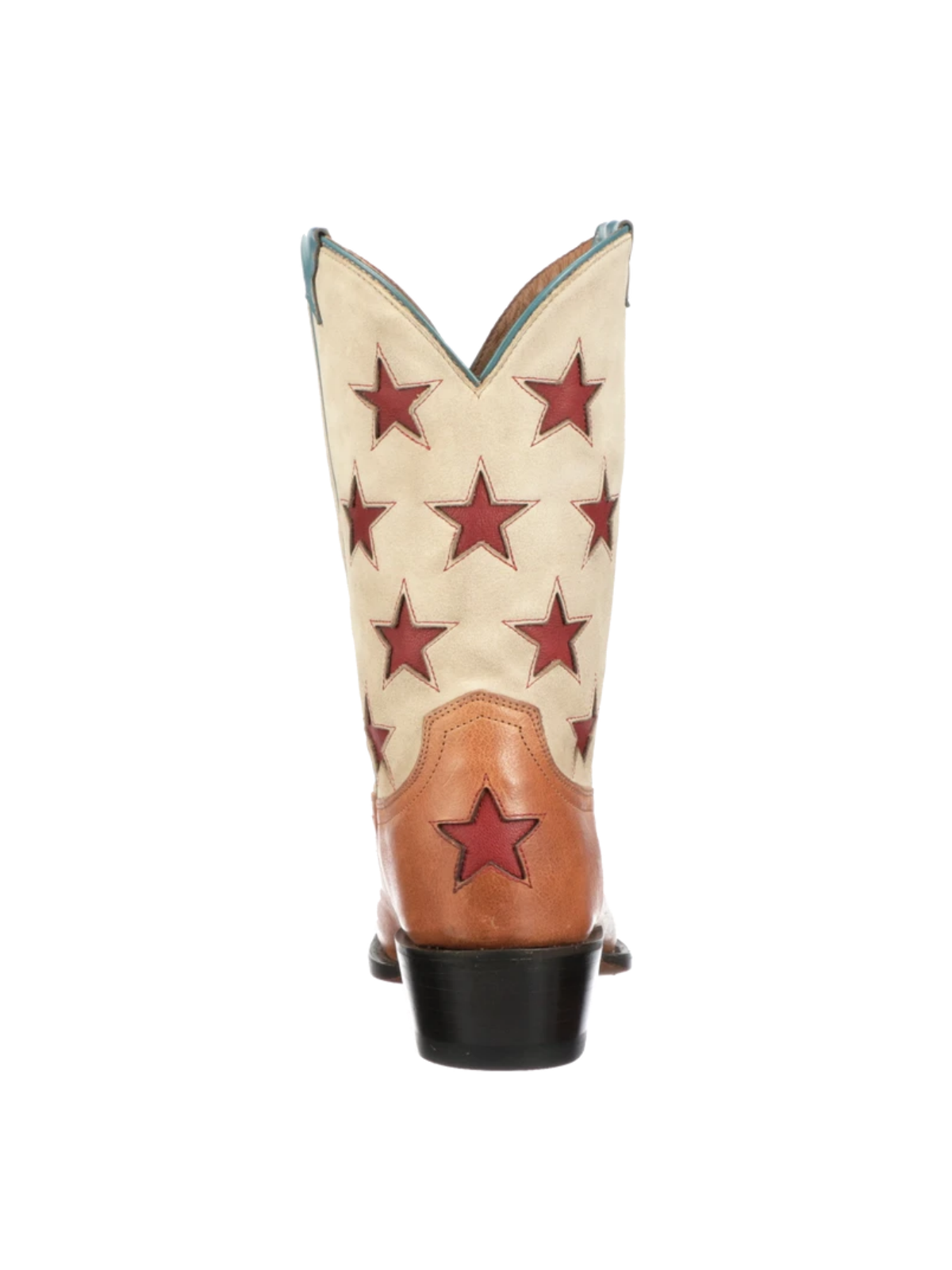 Star Inlays Snip-Toe Wide Mid Calf Western Boots For Women - Contrast Tan And Cream