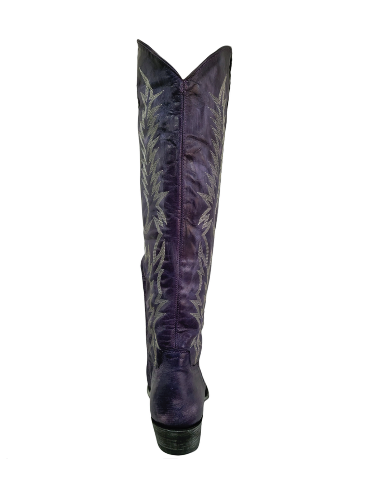 Purple Half-Zip Snip-Toe Embroidery Tall Knee High Cowgirl Boots