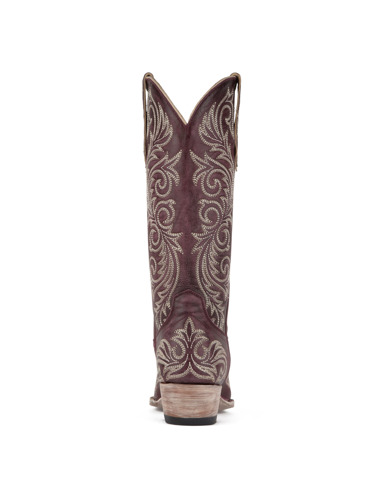 Pansy Purple Snip-Toe Embroidery Wide Mid Calf Cowgirl Tall Boots