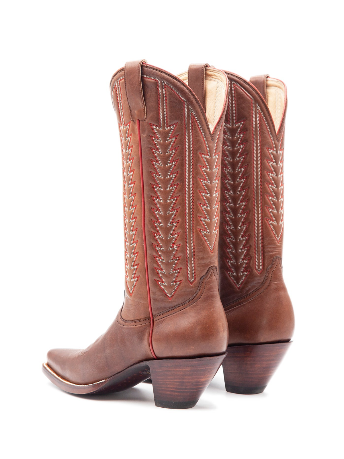 Brown Embroidery Snip-Toe Tall Wide Mid Calf Western Boots For Women