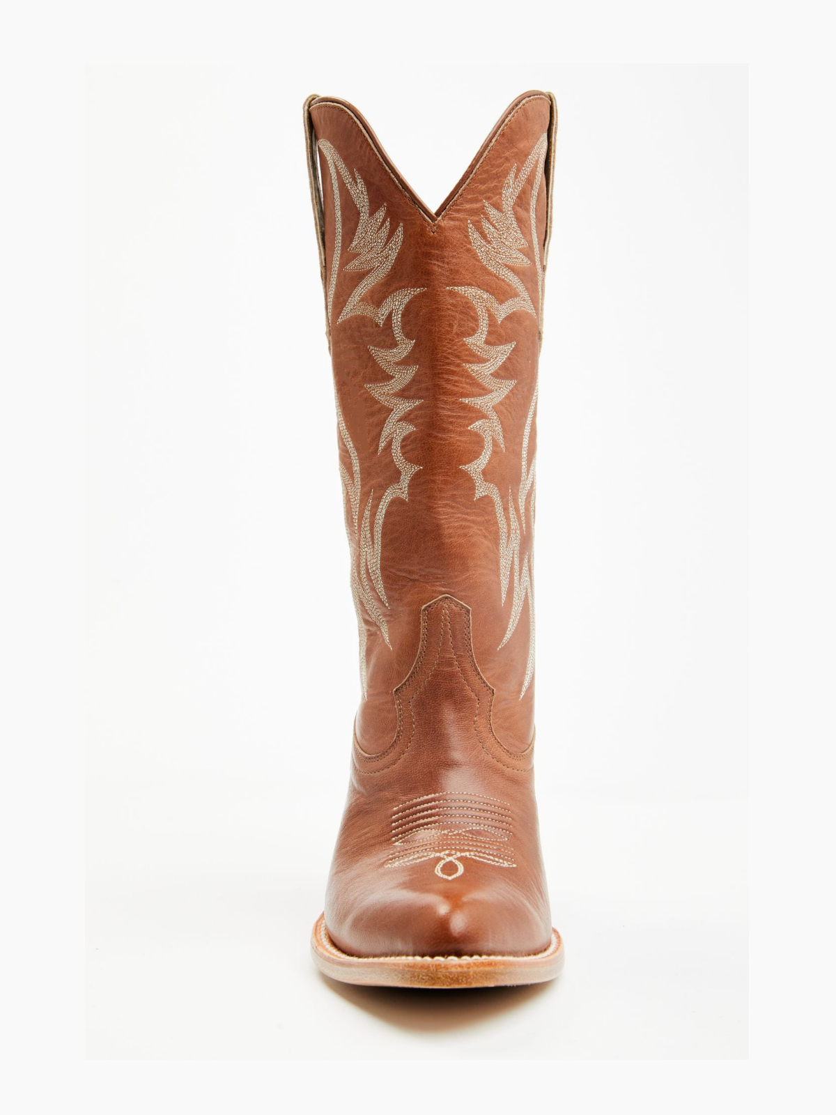 Vegan Leather Wings Embroidery Pointed-Toe Wide Mid Calf Tall Cowgirl Boots - Brown