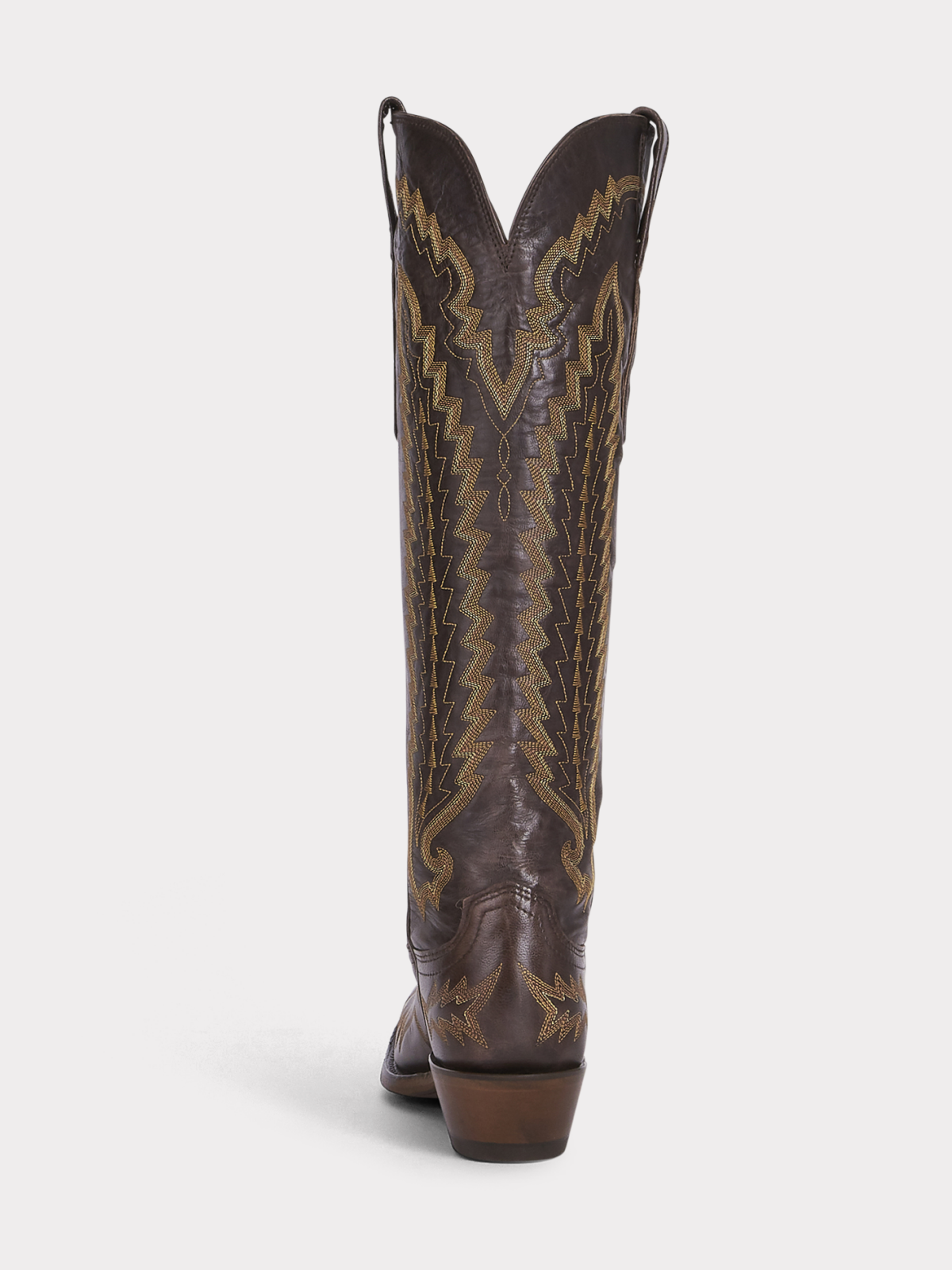 Snip-Toe Embroidery Wide Calf Knee High Tall Cowgirl Boots - Brown