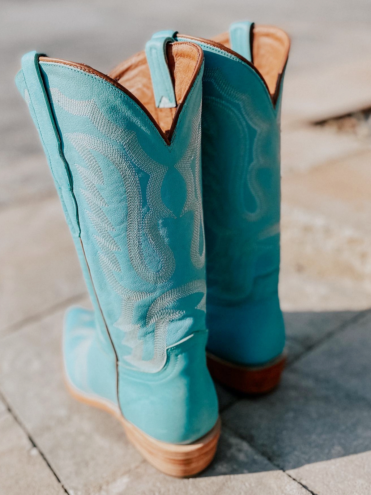 Turquoise Embroidery Snip-Toe Wide Mid Calf Cowgirl Boots Western Tall Boots