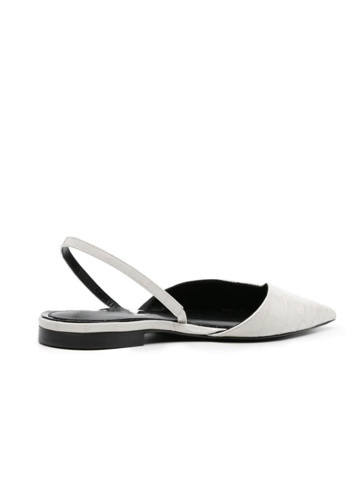 Off White Crocodile Embossed Pointy Comfy Slingback Flats