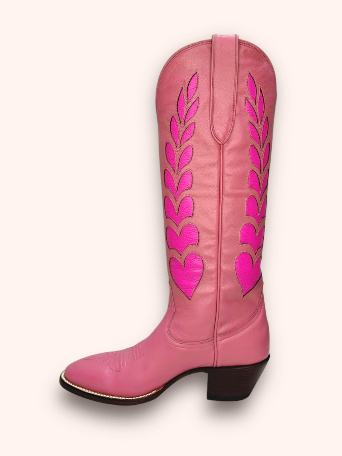 Heart Inaly Almond-Toe Wide Mid Calf Tall Cowgirl Boots - Pink