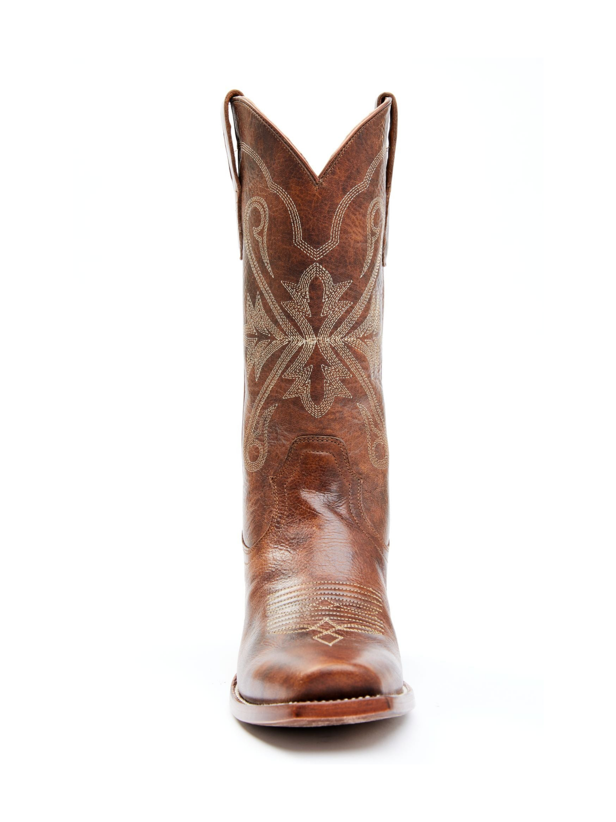 Distressed Brown Square-Toe Wide Mid Calf Tall Western Boots