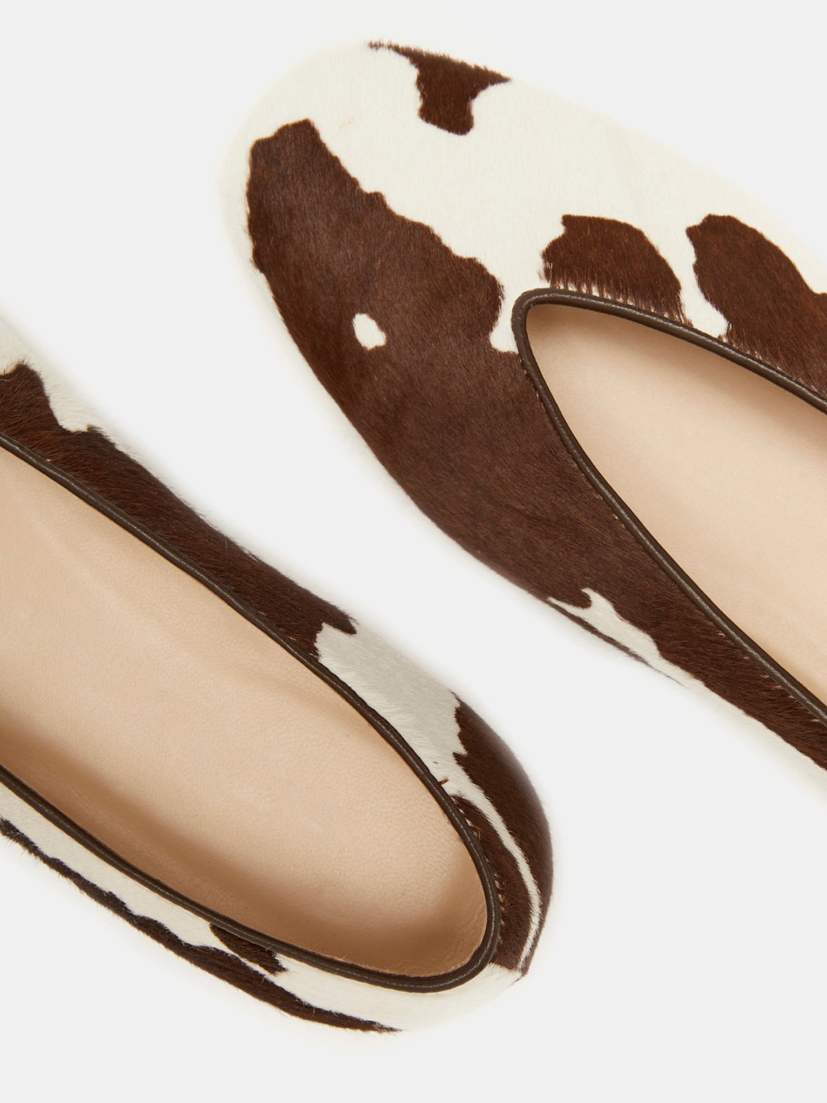 Faux Pony Hair Vegan Leather Square-Toe Ballet Flats