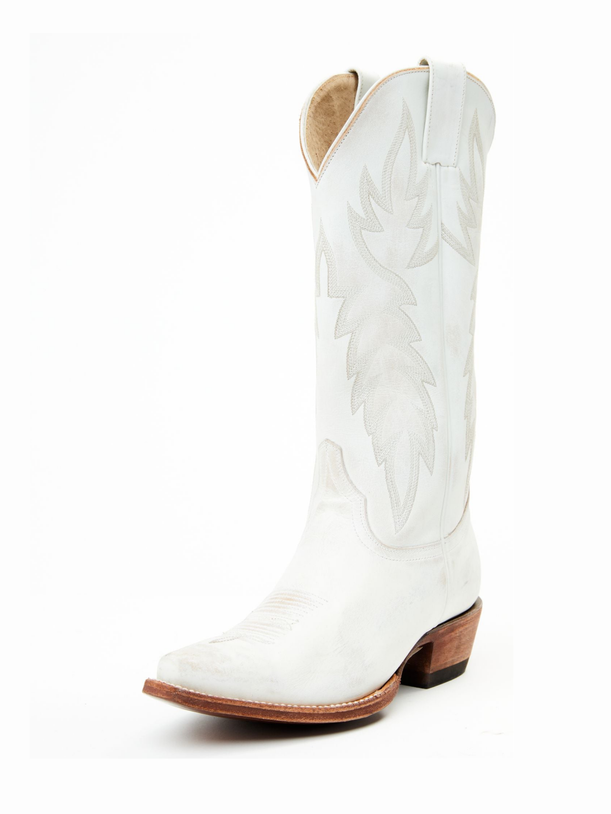 Classic Embroidery Snip-Toe Wide Mid Calf Tall Cowgirl Boots - White