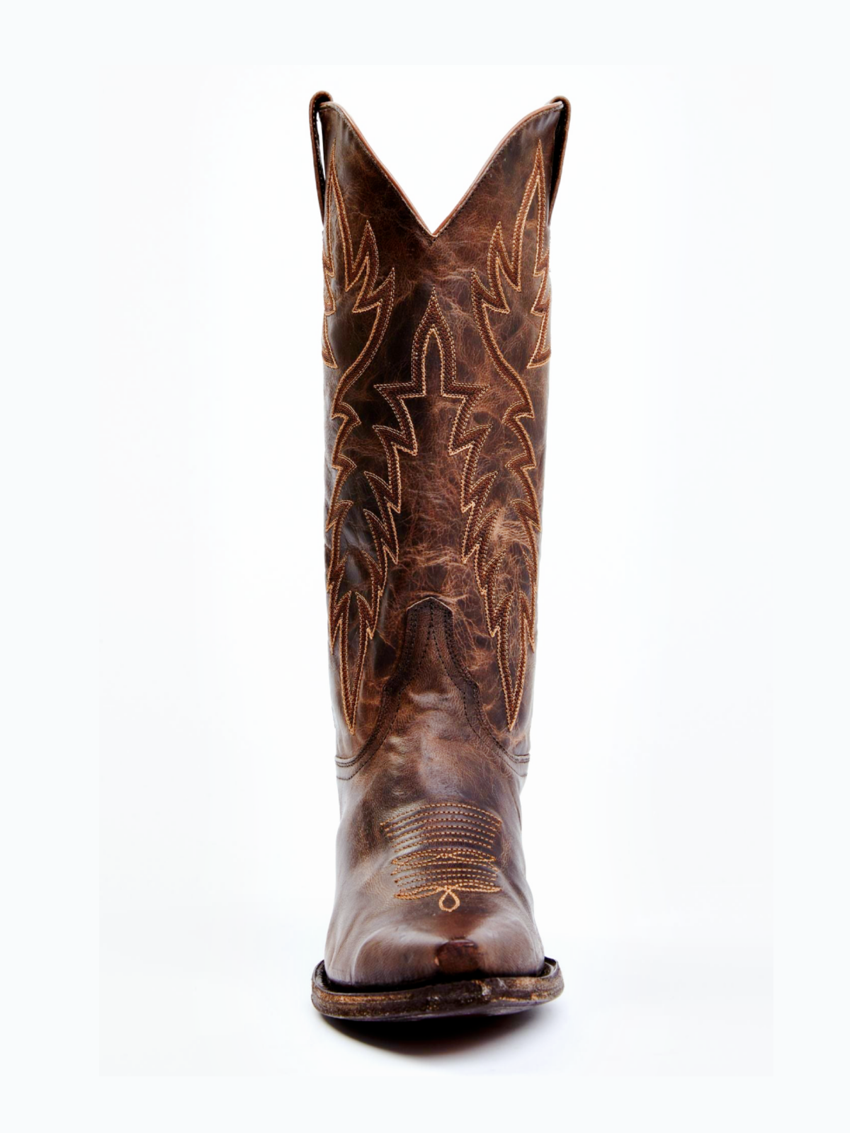 Classic Embroidery Snip-Toe Wide Mid Calf Tall Cowgirl Boots - Chocolate