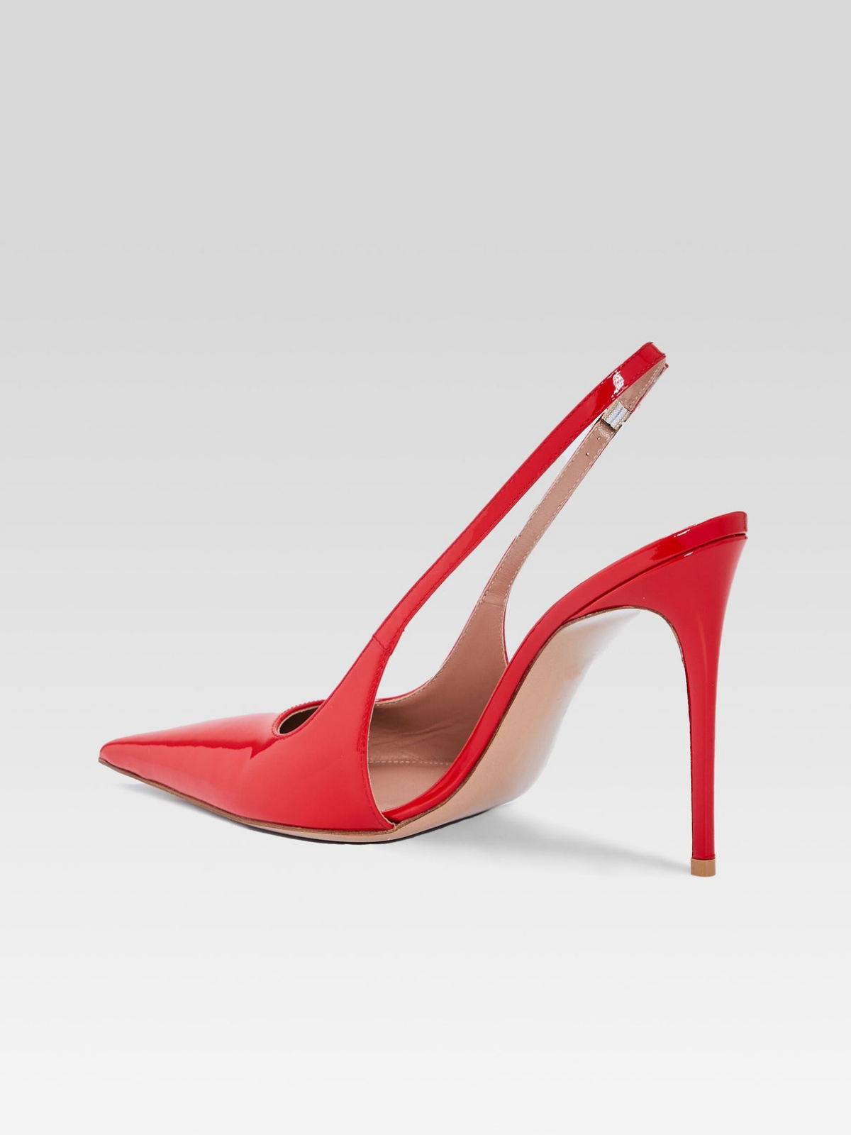 Patent Red Pointed-Toe Slingback High Heels