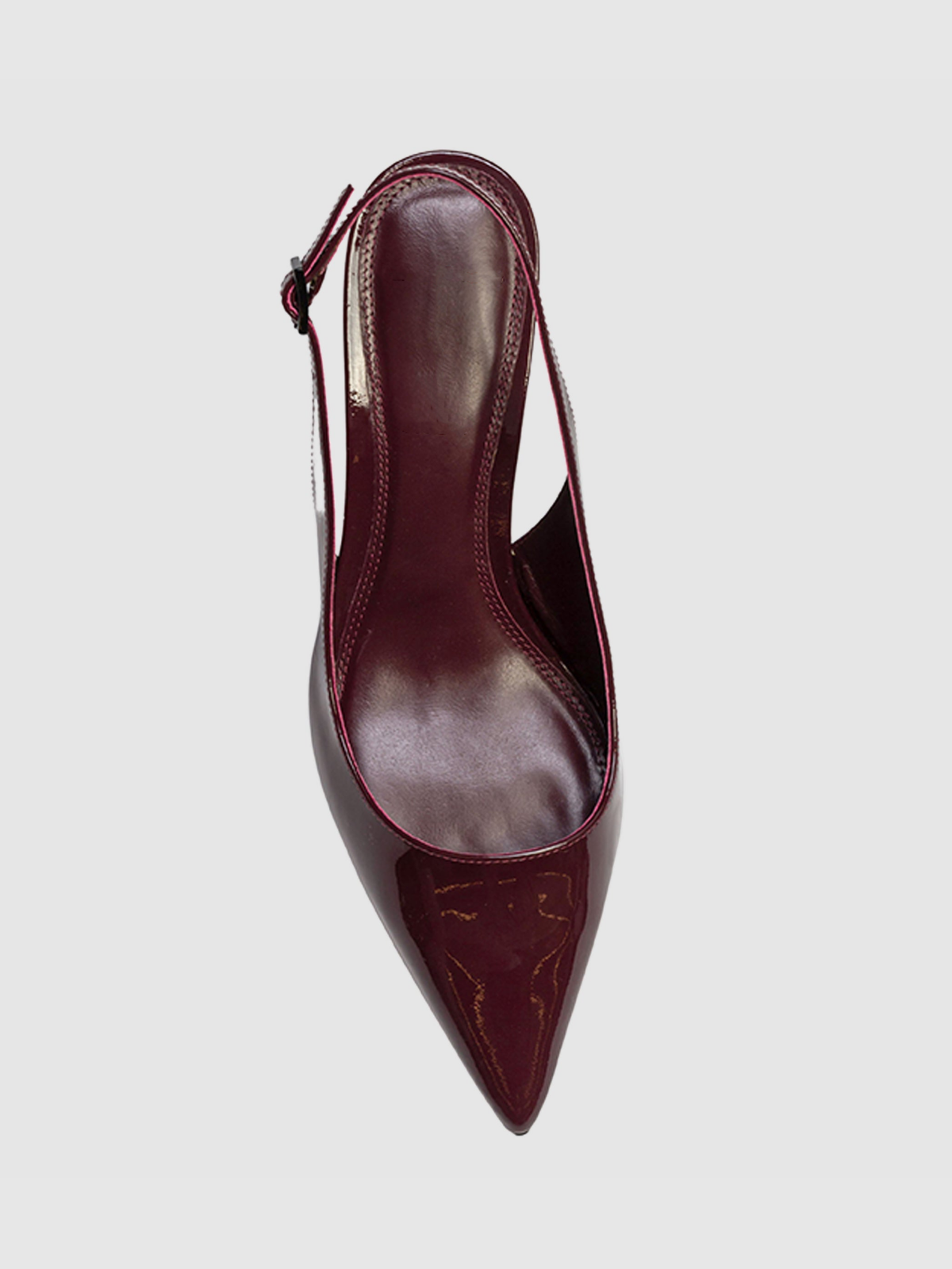 Burgundy Patent Pointed-Toe Slingback Pump Kitten Heels