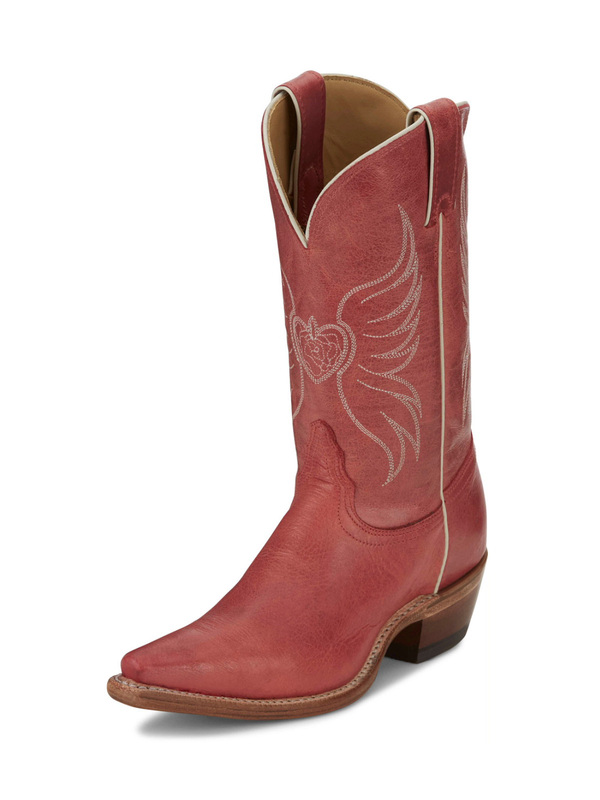 Ruby Red Snip-Toe Heart Embroidery Wide Mid Calf Tall Cowgirl Boots