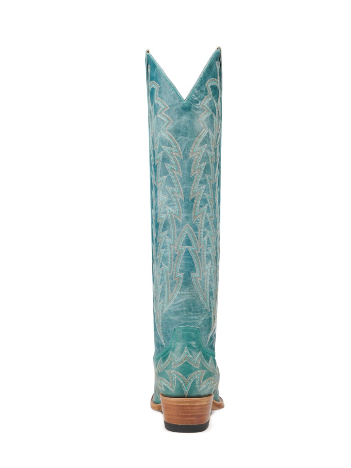 Distressed Turquoise Leaf Embroidery Wide Calf Knee High Tall Boots