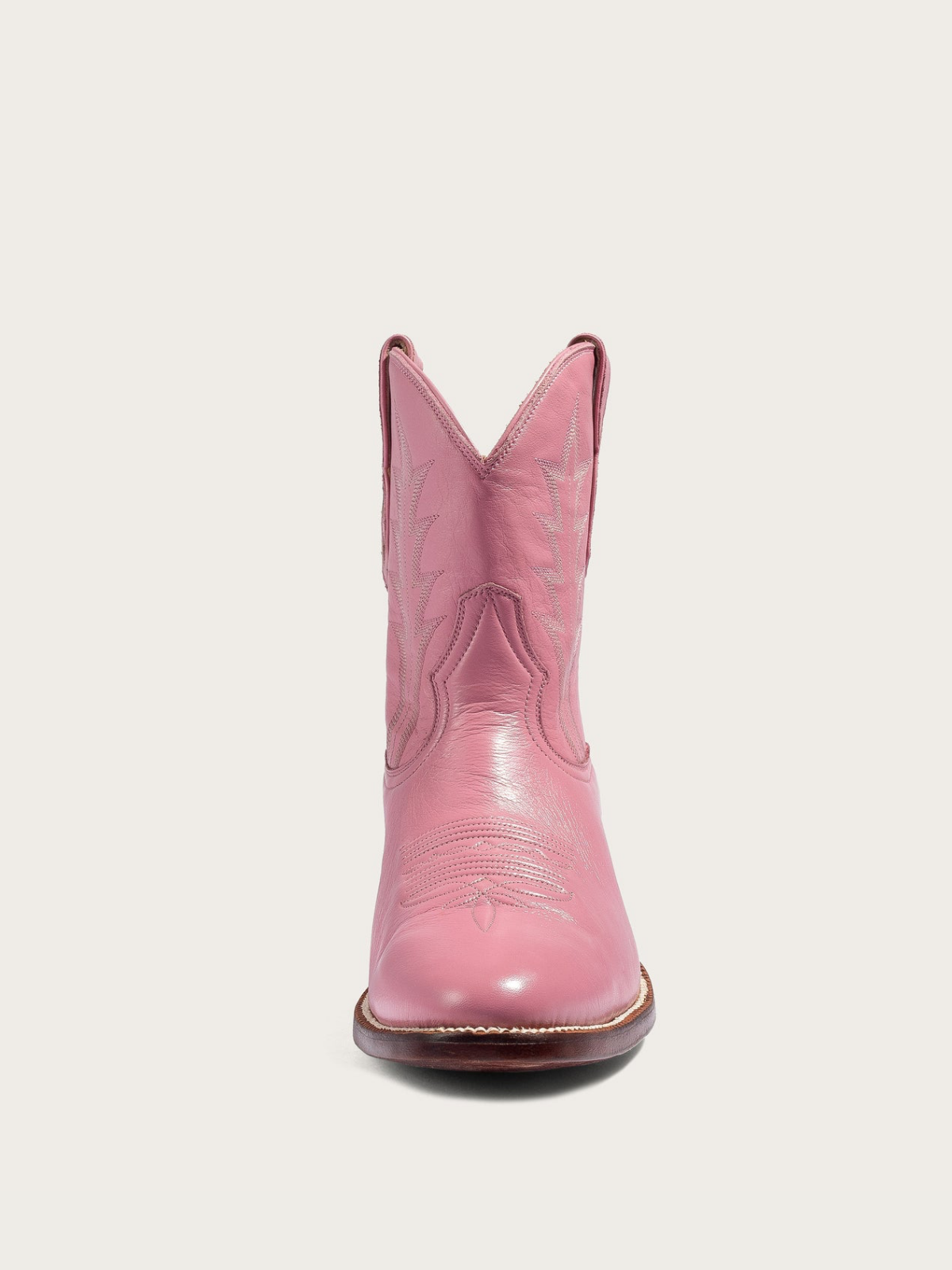 Pink Almond-Toe Embroidery Wide Mid Calf Western Boots For Women