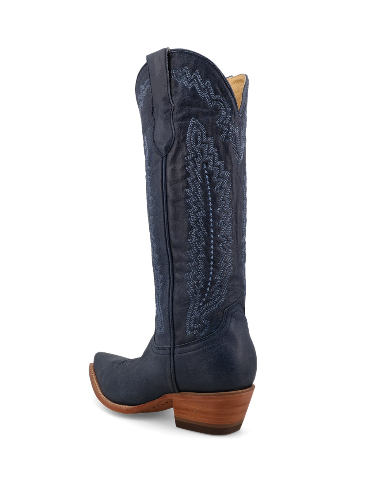 Sapphire Blue Snip-Toe Western Embroidery Wide Mid Calf Cowgirl Boots