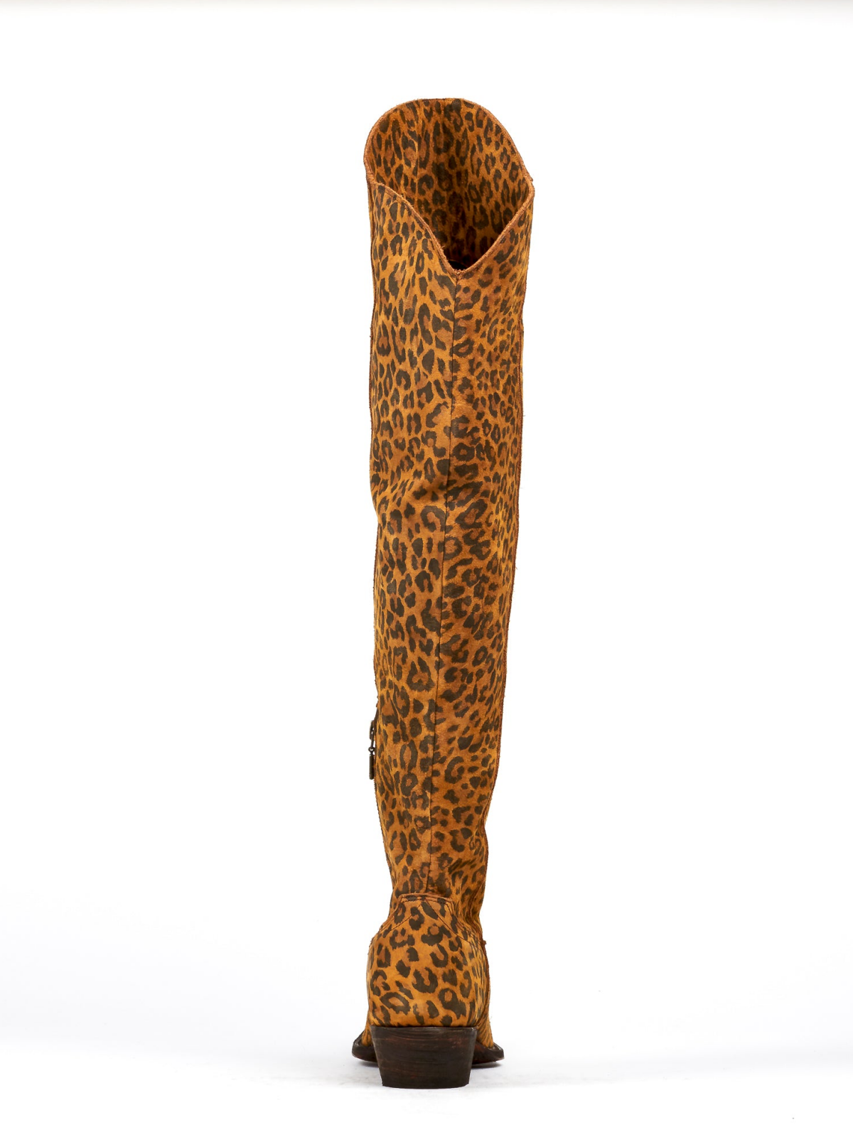 Leopard Snip-Toe Scalloped Top Half-Zip Tall Knee High Cowgirl Boots