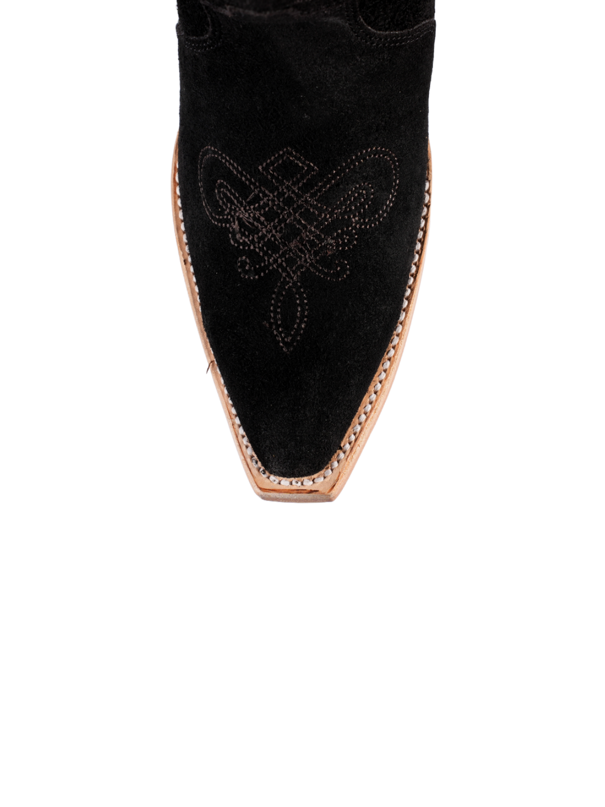 Black Faux Suede Snip-Toe Classic Embroidery Wide Mid Calf Tall Western Boots