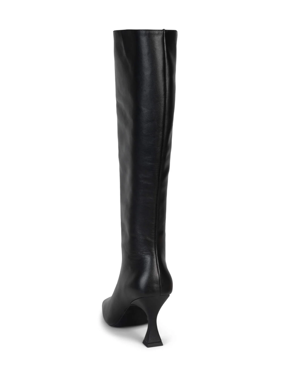 Square-Toe Full-Zip Mid Calf Stiletto Boots - Black