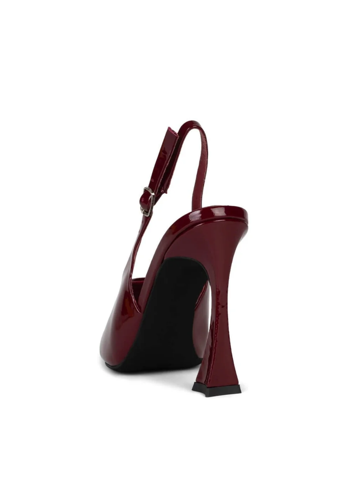 Wine Red Patent Leather Pointed-Toe Slingback Pump High Heels