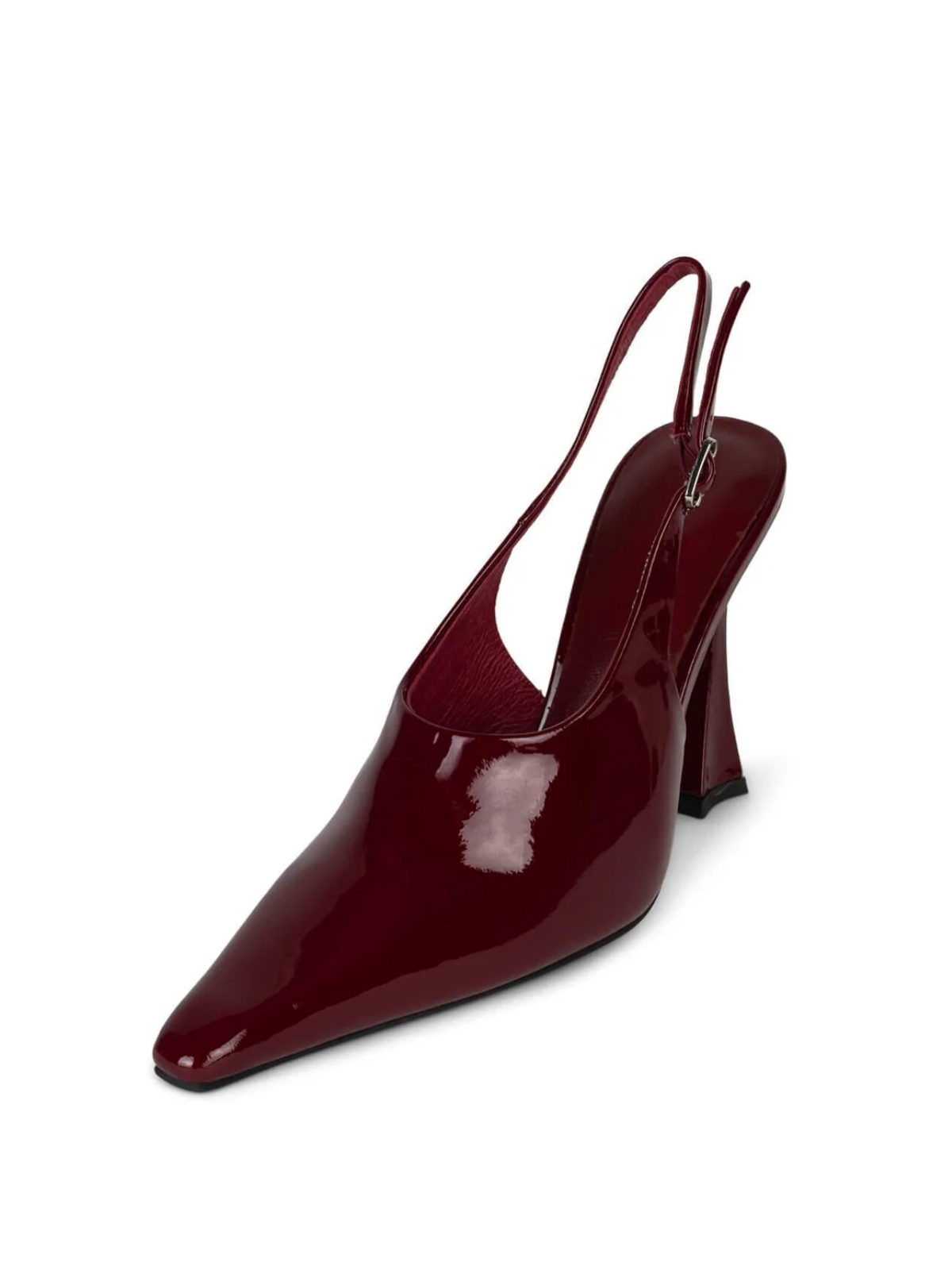 Wine Red Patent Leather Pointed-Toe Slingback Pump High Heels