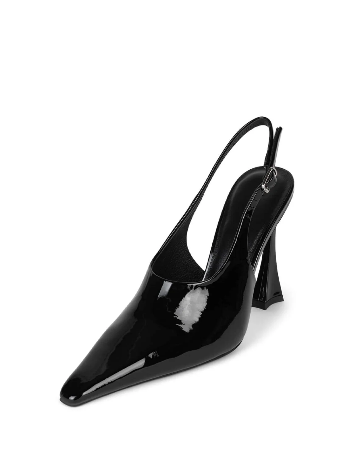 Black Patent Leather Pointed-Toe Slingback Pump High Heels