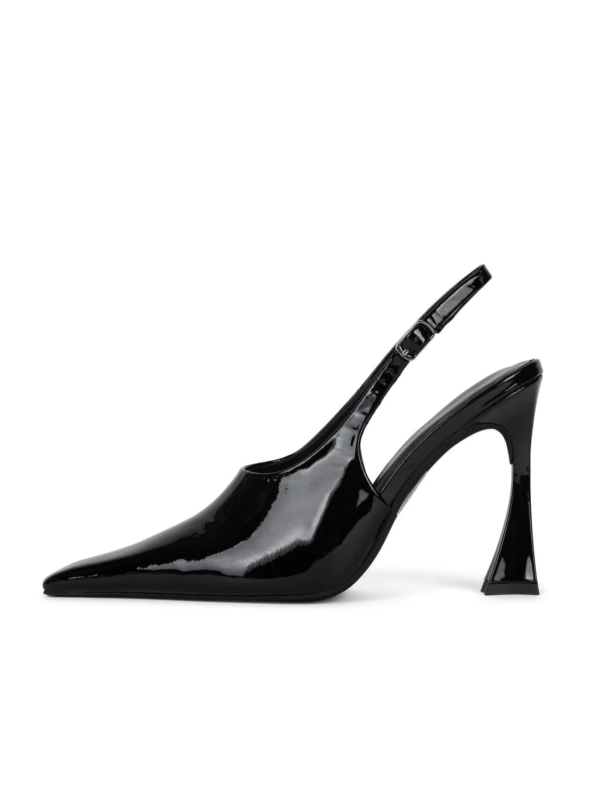 Black Patent Leather Pointed-Toe Slingback Pump High Heels