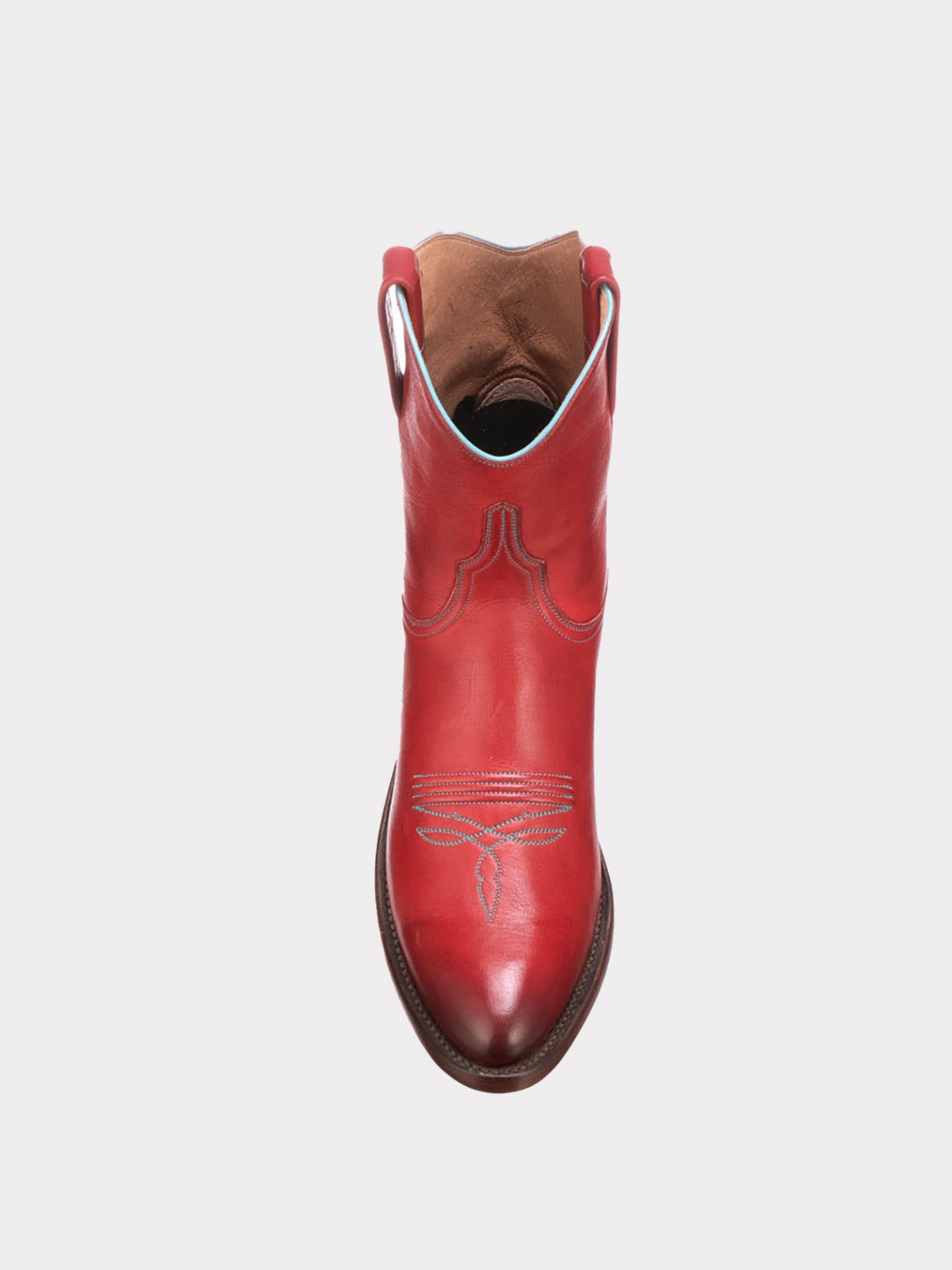 Red Almond-Toe Wide Mid Calf Western Boots For Women