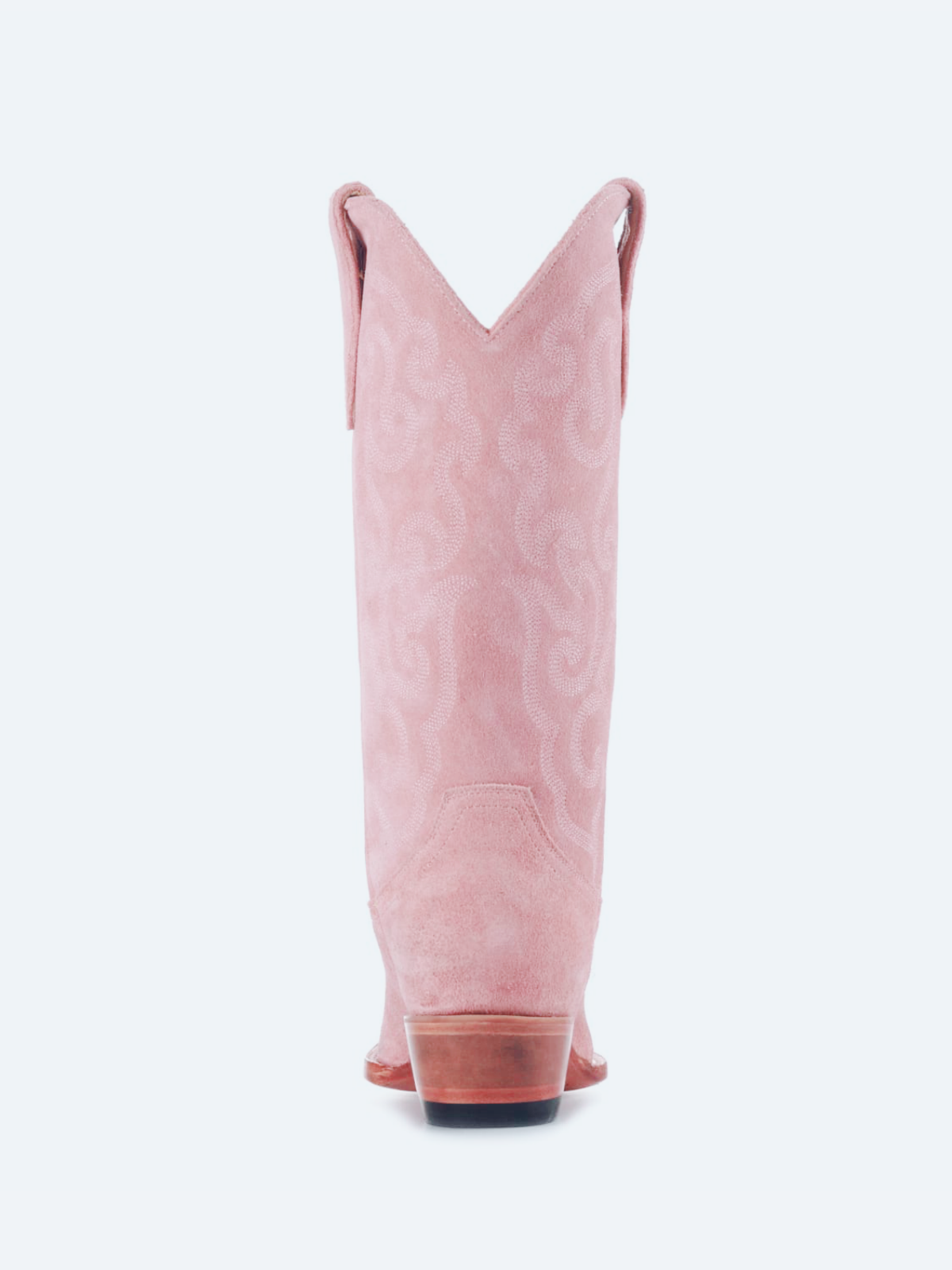 Faux Suede Embroidery Snip-Toe Wide Mid Calf Tall Cowgirl Boots - Pink