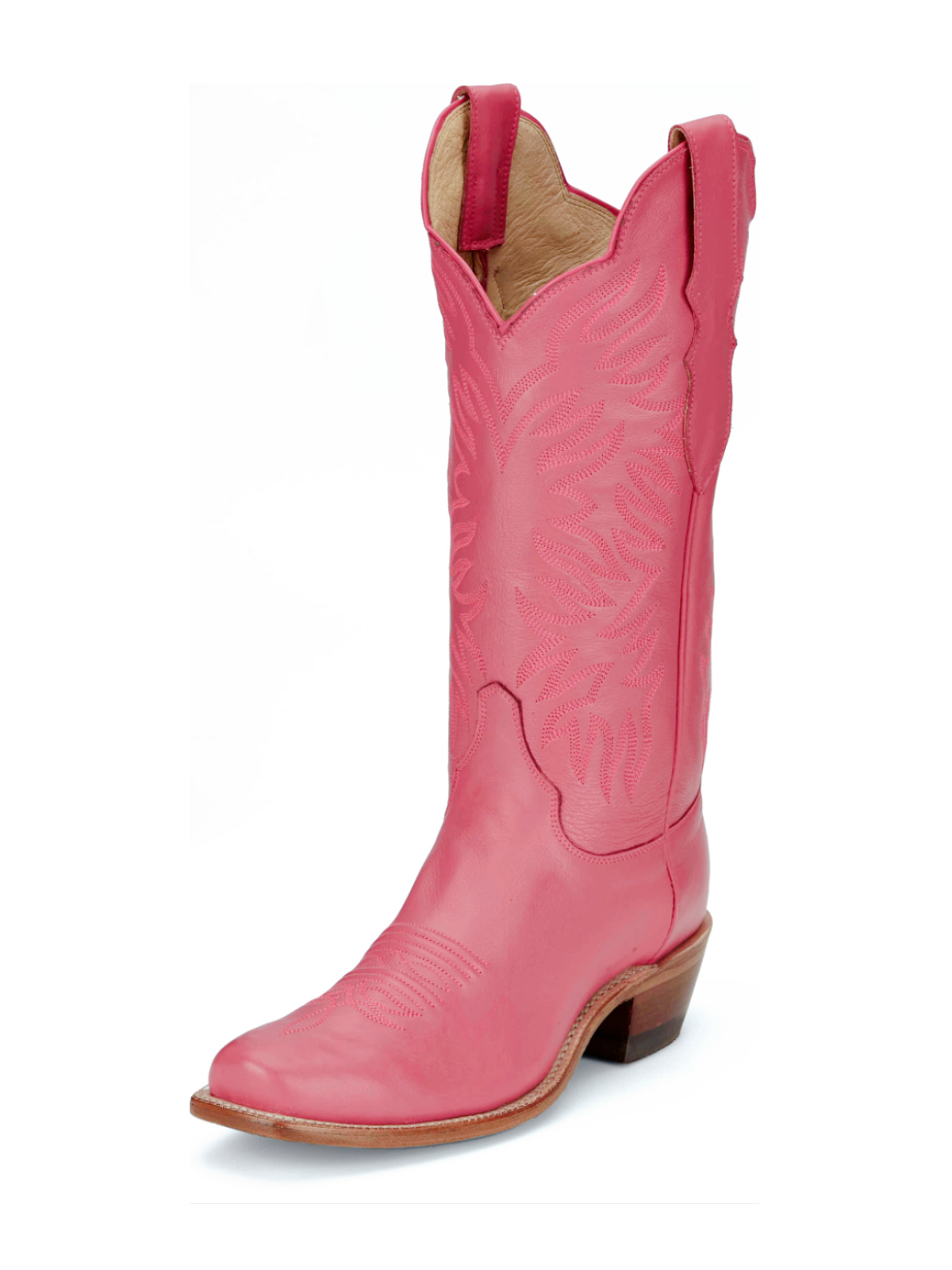 Pink Square-Toe Embroidery Tall Wide Mid Calf Cowgirl Boots