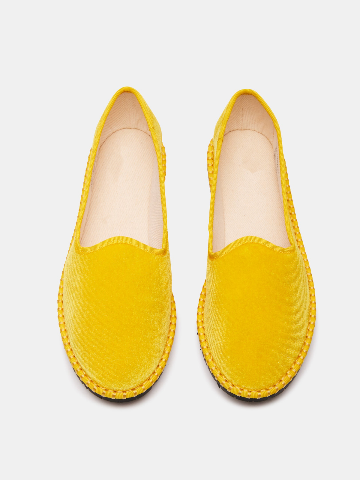 Velvet Round-Toe Slip-On Soft Loafer Flats - Yellow